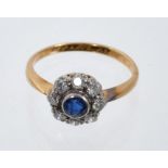 Sapphire and diamond cluster ring,