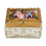 Fine quality 19th century French enamelled gilt ormolu mounted and cut glass jewel casket the domed