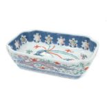 18th century Chinese famille verte rectangular dish with Kakiemon-style hoho bird,