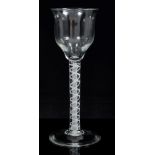 Large Georgian wine glass with waisted bowl, double opaque twist stem on splayed foot, 20.