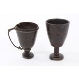 Two early 18th Century turned horn drinking cups,