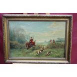 Follower of George Wright pair of oils on canvas - Hunting Scenes, in gilt frames,