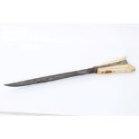 18th / 19th Century Turkish bichaq dagger with ivory 'ears' to hilt,