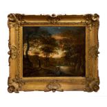 Early nineteenth century oil on canvas - an Arcadian landscape, in gilt frame,
