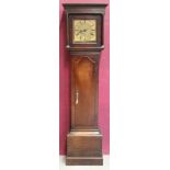 18th Century longcase clock with thirty hour movement 9¾" square brass dial,