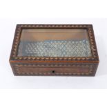 Fine quality 19th century burr walnut and parquetry inlaid jewel box the hinged cover with inset