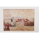 Pair Victorian English School watercolours - hunting scenes, monogrammed and dated '81,
