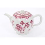 Mid-18th Chinese export famille rose teapot and cover painted with floral sprays with scaled