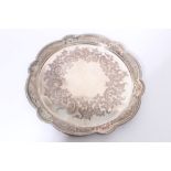 Victorian silver tray of circular form,