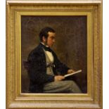 Nineteenth century oil on canvas - portrait of a seated gentleman,