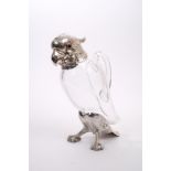 Victorian silver mounted claret jug in the form of a cockatoo,