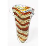 Peter Layton signed Aurora pattern asymmetric flat sculpture vase,