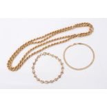 Gold (18ct) ropetwist chain, 84cm long,