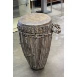 Large hide-covered African tribal drum