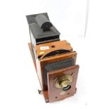 Thornton Pickard brass and mahogany 'Imperial' enlarger with lens and lantern CONDITION