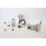 Lladro porcelain figure - Eskimo with polar bear, Royal Copenhagen dog,