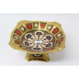 Impressive Royal Crown Derby Imari pedestal-shaped square comport,