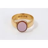 Victorian 22ct gold signet ring with hardstone bezel (Chester 1897).