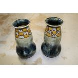 Pair of Royal Doulton blue and green glazed stoneware vases
