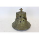 Royal Fleet Auxiliary brass ships' bell, named 'Innisinver 1913',