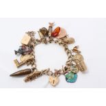 Gold (9ct) charm bracelet with gold,