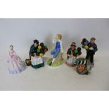 Five Royal Doulton figurines - Little Boy Blue HN3035, Balloon Girl HN2818, Balloon Boy HN2934,