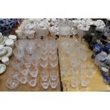 Lot of cut and other glassware - including vase, jug, wines,