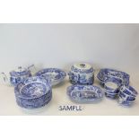 Extensive Copeland Spode blue and white Italian pattern tea and dinner service (123 pieces)