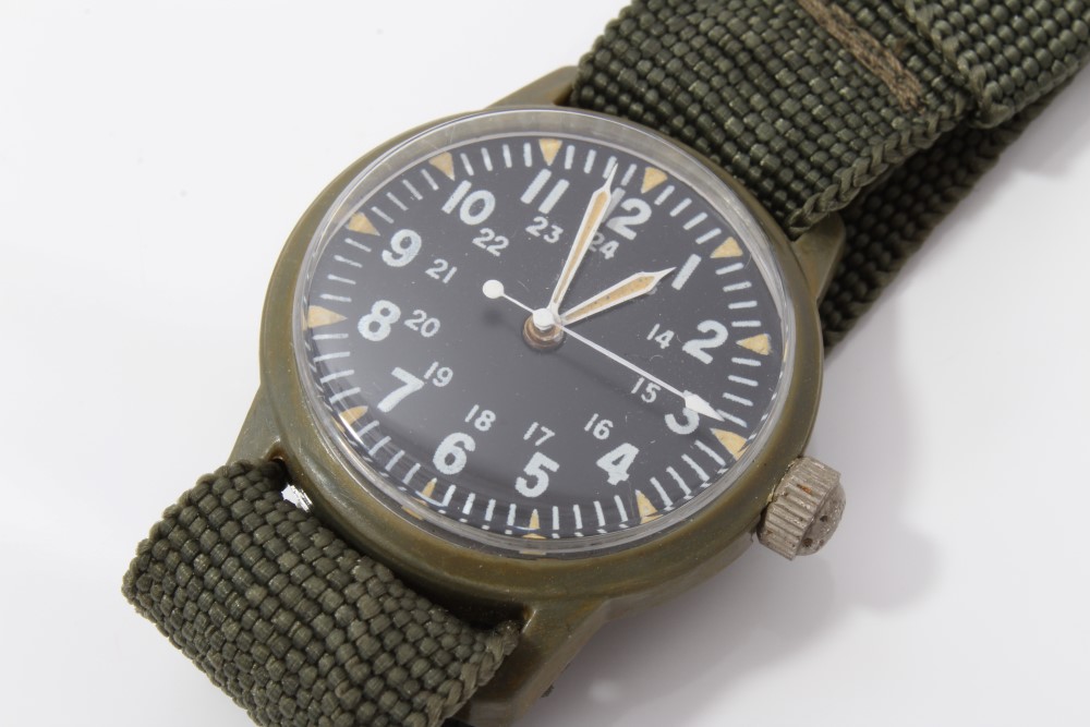 Four military wristwatches - to include Westclox on black leather strap, - Image 6 of 9
