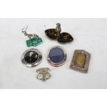 Edwardian silver full and half sovereign case, three miniature silver photograph frames,