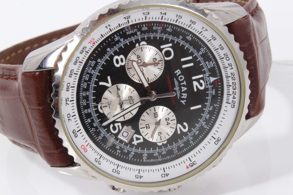 Rotary Chronospeed wristwatch with a black multi-dial face and date aperture, - Image 3 of 3