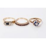 Three gold (9ct) gem set dress rings CONDITION REPORT Total gross weight 6.