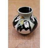 Moorcroft small vase with puffin decoration, by Emma Bossons - signed and dated in gold,