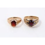 Two 9ct gold signet rings, each set with a garnet CONDITION REPORT Weight 11.