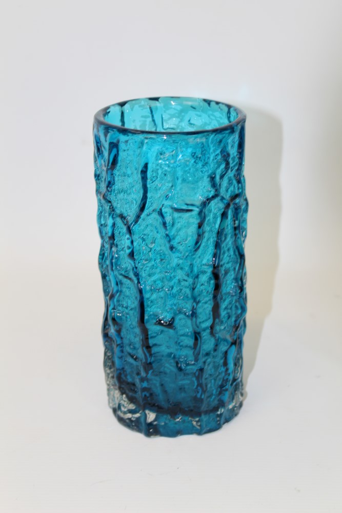 Large Whitefriars Kingfisher Blue bark vase, designed by Geoffrey Baxter, - Image 2 of 4