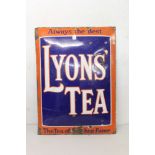 Enamel cushion-shaped advertising sign 'Lyons Tea',