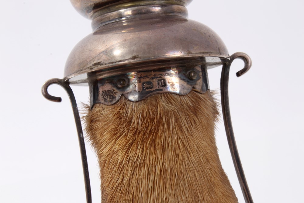 George V Taxidermy: Otter Paw, mounted in the frame of a silver inkwell with hinged cover, - Image 6 of 6