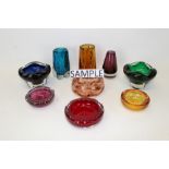 Selection of Whitefriars vases and bowls - mainly with bubble decoration (qty)