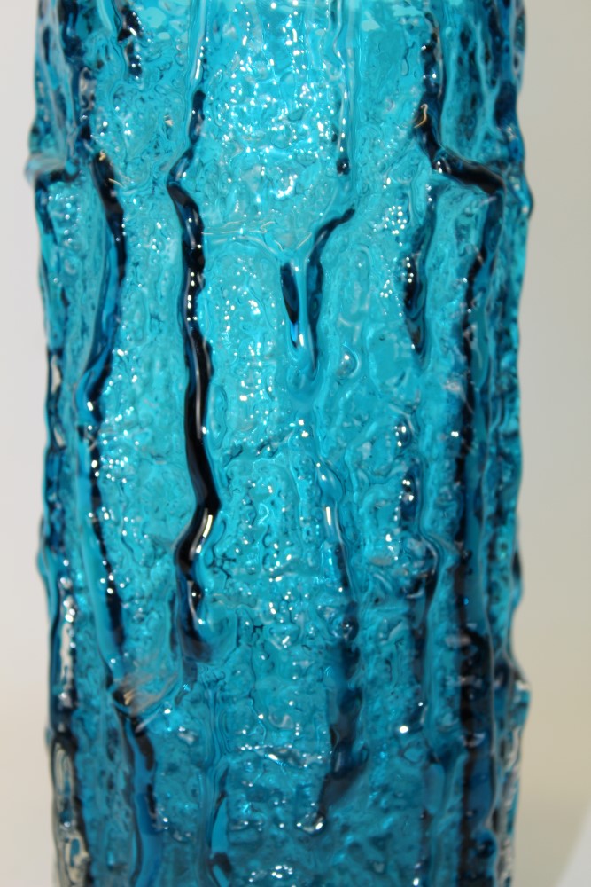 Large Whitefriars Kingfisher Blue bark vase, designed by Geoffrey Baxter, - Image 3 of 4