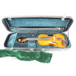 Karl Hofner full-size violin, total length 59cm, in well-fitted hard case,