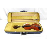 Karl Hofner M4 full-size violin, dated 1973, 58cm long, with bow,