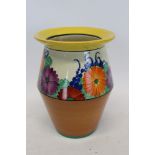 Clarice Cliff Gayday vase with hand painted floral decoration, printed and painted marks to base,