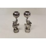 Pair novelty silver plated candlesticks, by Jean Boggio, modelled in the form of circus elephants,