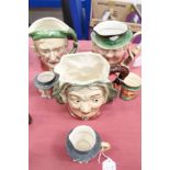 Three large Beswick character jugs - Scrooge 372, Sairey Gamp 371 and Tony Weller 281,