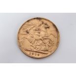 Edward VII gold full sovereign - 1910