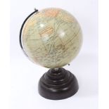 1920s / 1930s 'Geographia' 8 inch terrestrial globe on stepped brown bakelite base,