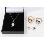 Group of opal jewellery - to include two rings,