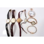 Lot of various vintage watches - including early fob watch converted to wristwatch,
