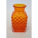 Whitefriars tangerine chess vase designed by Geoffrey Baxter with original label to base 9817, 14.