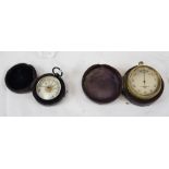 Victorian pocket barometer by Negretti & Zambra in fitted case and another in case and pair letter